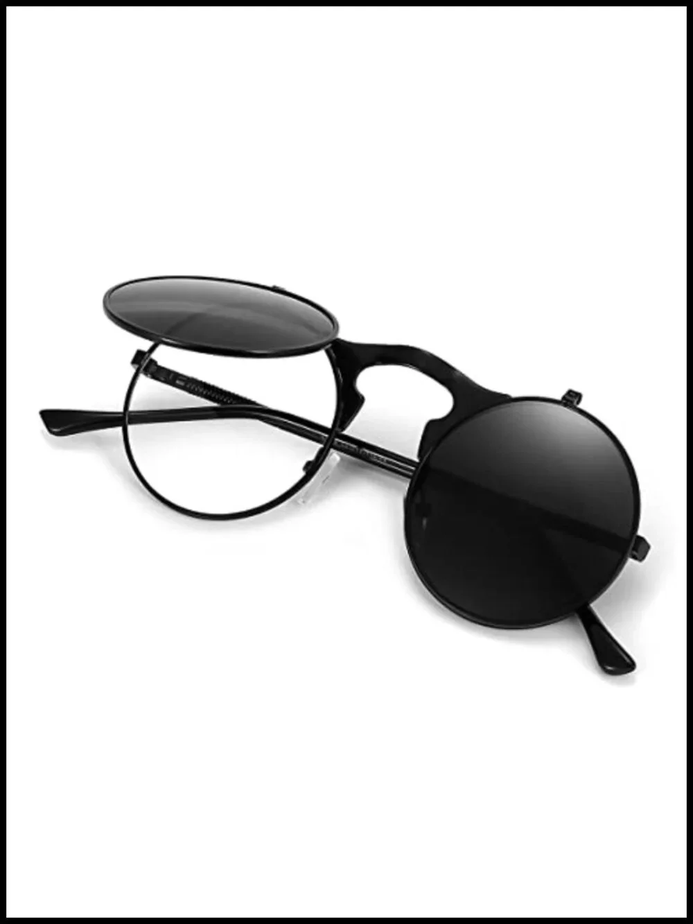 Steampunk Round Flip Up Sunglasses with Double Lenses UV400